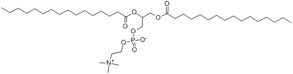 [O-[1-O,2-O-ビス(ヘキサデカノイル)-L-グリセロ-3-ホスホ]コリン]アニオン 化学構造式