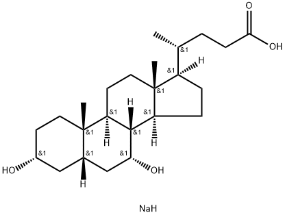 3α,7α-ジヒドロキシ-5β-コラン-24-酸ナトリウム 化学構造式