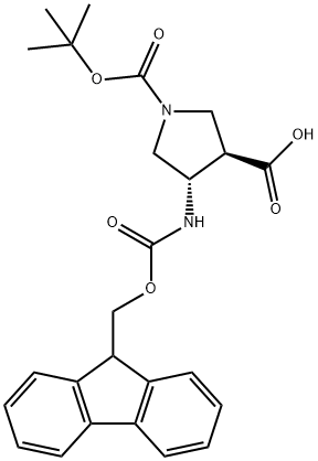 (3R,4S)-1-BOC-4-FMOC-氨基-3-吡咯烷羧酸 结构式