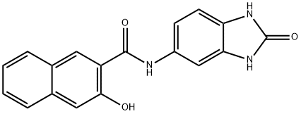 N-(2,3-ジヒドロ-2-オキソ-1H-ベンゾイミダゾール-5-イル)-3-ヒドロキシ-2-ナフトアミド 化学構造式