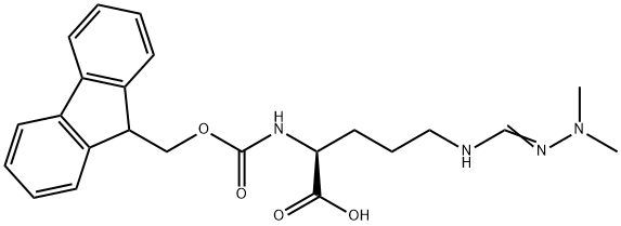 N5-[(二甲基氨基)亚氨基甲基]-N2-[(9H-芴-9-基甲氧基)羰基]-L-鸟氨酸 结构式