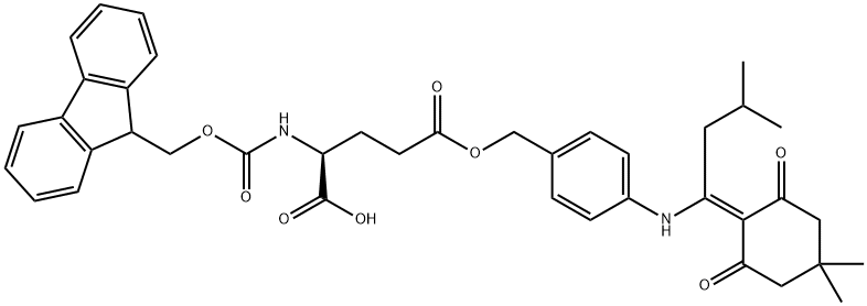 N-[(9H-芴-9-基甲氧基)羰基]-L-谷氨酸 5-[[4-[[1-(4,4-二甲基-2,6-二氧代环己亚基)-3-甲基丁基]氨基]苯基]甲基]酯 结构式