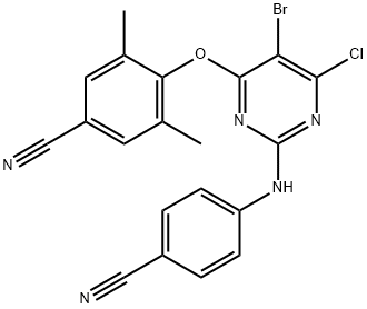 4-[[5-溴-6-氯-2-[(4-氰基苯基)氨基]-4-嘧啶基]氧基]-3,5-二甲基苯腈, 269055-76-7, 结构式