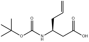 BOC-(S)-3-アミノ-5-ヘキセン酸 化学構造式