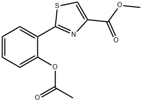2-[2-(アセチルオキシ)フェニル]-4-チアゾールカルボン酸メチル 化学構造式