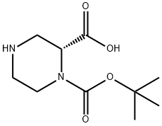 (R)-1-Boc-哌嗪-2-羧酸, 278788-60-6, 结构式