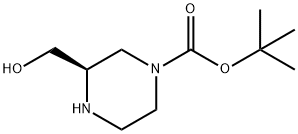 (R)-1-BOC-3-(ヒドロキシメチル)ピペラジン 化学構造式