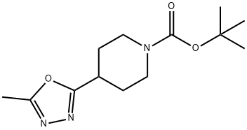1-BOC-4-(5-甲基-1,3,4-噁二唑-2-基)哌啶 结构式