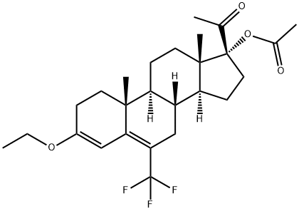 3-ethoxy-17-hydroxy-6-(trifluoromethyl)pregna-3,5-diene-20-one acetate  Struktur