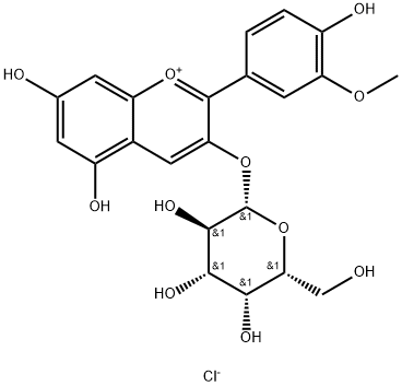 3-(beta-D-Galactopyranosyloxy)-5,7-dihydroxy-2-(4-hydroxy-3-methoxyphenyl)-1-benzopyrylium chloride Struktur