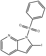 2-ヨード-1-(フェニルスルホニル)-1H-ピロロ[2,3-B]ピリジン 化学構造式
