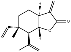 [3aS,(+)]-3aβ,4,5,6,7,7aα-ヘキサヒドロ-7α-(1-メチルビニル)-6α-メチル-3-メチレン-6-ビニル-2(3H)-ベンゾフラノン 化学構造式