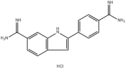 2-(4-アミジノフェニル)-1H-インドール-6-カルボアミジン·2塩酸塩 化学構造式