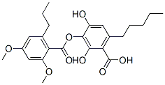 3-[(2,4-ジメトキシ-6-プロピルベンゾイル)オキシ]-2,4-ジヒドロキシ-6-ペンチル安息香酸 化学構造式