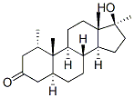 17β-ヒドロキシ-1α,17α-ジメチル-5α-アンドロスタン-3-オン 化学構造式