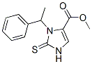 2,3-ジヒドロ-3-(1-フェニルエチル)-2-チオキソ-1H-イミダゾール-4-カルボン酸メチル 化学構造式