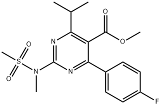 Methyl 4-(4-fluorophenyl)-6-isopropyl-2-[(N-methyl-N-methylsulfonyl)amino]pyrimidine-5-carboxylate Struktur