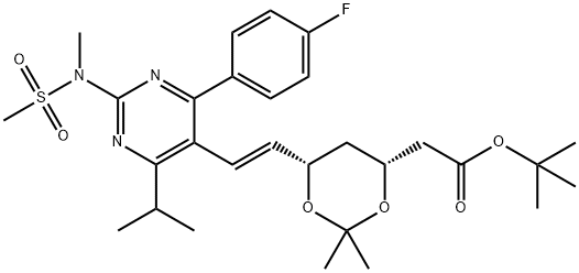 6-[(1E)-2-[4-(4-氟苯基)-6-异丙基-2-[甲基(甲磺酰)氨基]-5-嘧啶]乙烯基]-2,2-二甲基-1,3-二氧六环-4-乙酸叔丁酯, 289042-12-2, 结构式