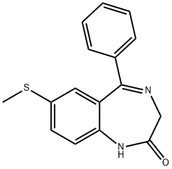 1,3-Dihydro-7-(methylthio)-5-phenyl-2H-1,4-benzodiazepine-2-one Struktur