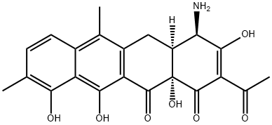 (4R)-2-アセチル-4-アミノ-4aβ,12aβ-ジヒドロ-3,10,11,12a-テトラヒドロキシ-6,9-ジメチル-1,12(4H,5H)-ナフタセンジオン 化学構造式