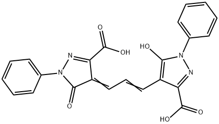 4-[3-(3-カルボキシ-5-ヒドロキシ-1-フェニル-1H-ピラゾール-4-イル)-2-プロペニリデン]-4,5-ジヒドロ-5-オキソ-1-フェニル-1H-ピラゾール-3-カルボン酸 化学構造式