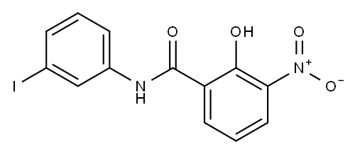 N-(3-ヨードフェニル)-3-ニトロ-2-ヒドロキシベンズアミド 化学構造式