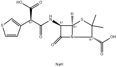 Dinatrium-[2S-[2α,5α,6β(S*)]]-6-(carboxylato-3-thienylacetamido)-3,3-dimethyl-7-oxo-4-thia-1-azabicyclo[3.2.0]heptan-2-carboxylat