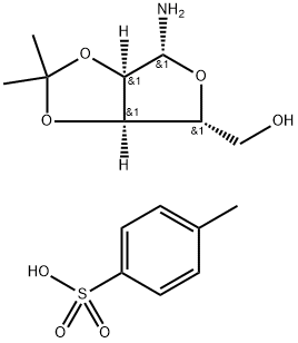 P-トルエンスルホン酸2,3-O-イソプロピリデン-Β-D-リボフラノシルアミン塩 化学構造式
