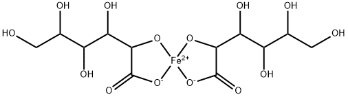 二(D-グルコン酸)鉄(II) 化学構造式