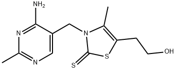 3-(4-アミノ-2-メチル-5-ピリミジニルメチル)-5-(2-ヒドロキシエチル)-4-メチル-4-チアゾリン-2-チオン 化学構造式