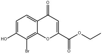 4H-1-Benzopyran-2-carboxylic acid, 8-bromo-7-hydroxy-4-oxo-, ethyl est er Structure
