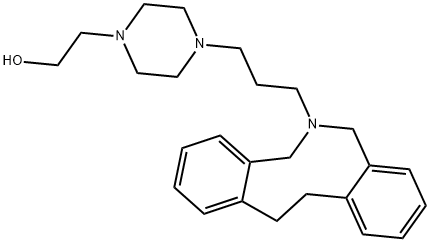 4-[3-(6,7,12,13-テトラヒドロ-5H-ジベンゾ[c,g]アゾニン-6-イル)プロピル]-1-ピペラジンエタノール 化学構造式