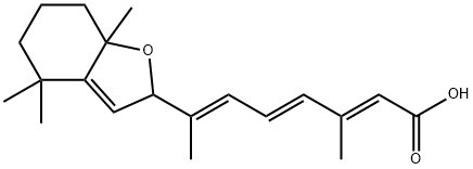(2E,4E,6E)-7-(4,4,7a-trimethyl-2,5,6,7-tetrahydrobenzofuran-2-yl)-3-me thyl-octa-2,4,6-trienoic acid, 3012-76-8, 结构式