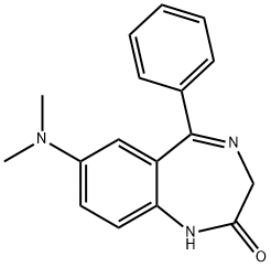7-(Dimethylamino)-1,3-dihydro-5-phenyl-2H-1,4-benzodiazepine-2-one 结构式