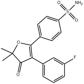 4-(3-(3-fluorophenyl)-5,5-dimethyl-4-oxo-4,5-dihydrofuran-2-yl)benzenesulfonamide Struktur