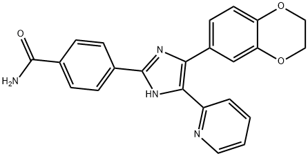 4-[4-(2,3-二氢-1,4-苯并二氧杂环己-6-基)-5-(2-吡啶基)-1H-咪唑-2-基]苯甲酰胺, 301836-43-1, 结构式