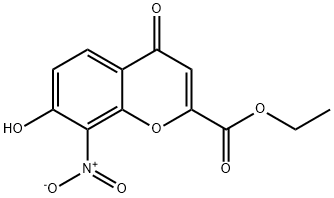 7-ヒドロキシ-8-ニトロ-4-オキソ-4H-1-ベンゾピラン-2-カルボン酸エチル 化学構造式