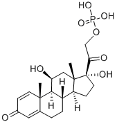 11β,17-ジヒドロキシ-21-(ホスホノオキシ)プレグナ-1,4-ジエン-3,20-ジオン 化学構造式