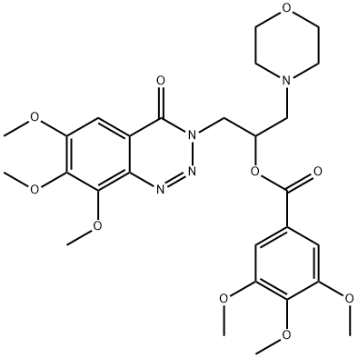 3,4,5-トリメトキシ安息香酸1-(モルホリン-4-イルメチル)-2-[6,7,8-トリメトキシ-4-オキソ-1,2,3-ベンゾトリアジン-3(4H)-イル]エチル 化学構造式
