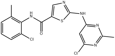 N-(2-クロロ-6-メチルフェニル)-2-[(6-クロロ-2-メチル-4-ピリミジニル)アミノ]-5-チアゾールカルボキサミド 化学構造式