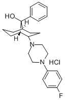Bicyclo(3.3.1)nonan-9-ol, 2-(4-(4-fluorophenyl)-1-piperazinyl)-9-pheny l-, monohydrochloride Structure