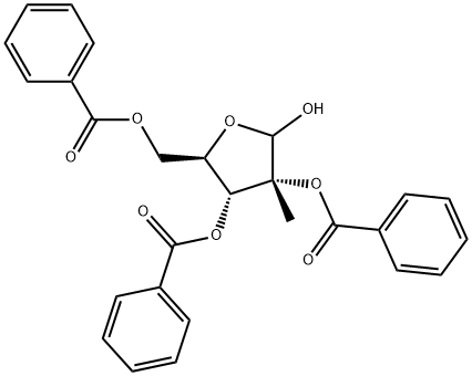2,3,5-三苯甲酰氧基-2-C-甲基-D-呋喃核糖, 30361-17-2, 结构式