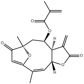 (3aR,4R,6R,10Z,11aR)-3a,5,6,11a-Tetrahydro-6,10-dimethyl-3-methylene-4-(2-methylpropenoyloxy)-6,9-epoxycyclodeca[b]furan-2,7(3H,4H)-dione Structure