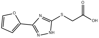 {[5-(2-フリル)-4H-1,2,4-トリアゾール-3-イル]チオ}酢酸 化学構造式