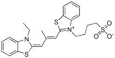 2-[3-[3-エチルベンゾチアゾール-2(3H)-イリデン]-2-メチル-1-プロペニル]-3-(4-スルホナトブチル)ベンゾチアゾール-3-イウム 化学構造式