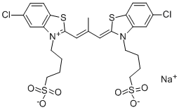 5-クロロ-2-[3-[5-クロロ-3-(4-スルホブチル)ベンゾチアゾール-2(3H)-イリデン]-2-メチル-1-プロペニル]-3-(4-スルホナトブチル)ベンゾチアゾリウム 化学構造式