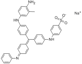 2-[4-[α-(4-アミノ-3-メチルフェニル)-4-アニリノ-α-ヒドロキシベンジル]アニリノ]ベンゼンスルホン酸ナトリウム 化学構造式