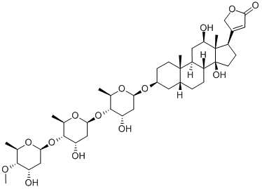 Card-20(22)-enolid, 3-((O-2,6-Di-deoxy-4-O-methyl-beta-D-ribo-hexo-pyranosyl-(1=>4)-O-2,6-dideoxy-beta-D-ribo-hexopyranosyl-L-(1=>4)-2,6-dideoxy-beta-D-ribo-hexopyranosyl)oxy)-12,14-dihydro-xy-, (3 beta, 5 beta, 12 beta)-