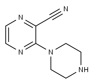 3-ピペラジン-1イルピラジン-2-カルボニトリル 化学構造式