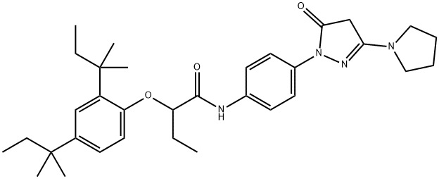 2-[2,4-Bis(1,1-dimethylpropyl)phenoxy]-N-[4-(4,5-dihydro-5-oxo-3-pyrrolizino-1H-pyrazole-1-yl)phenyl]butanamide 结构式